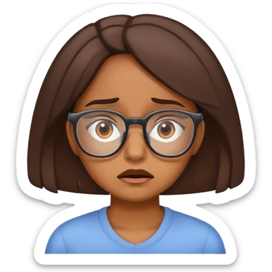 Chica estresada morena gafas  sticker