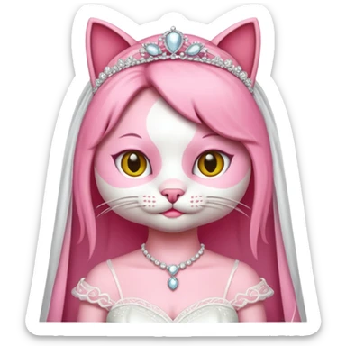 pink cat bride sticker