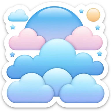 Cute Kawaii Pastels Gradients Blue Pale Aesthetic Scenery Deco sticker