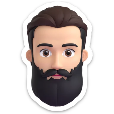 3d male character with bushy beard and thick connected eyebrows sticker