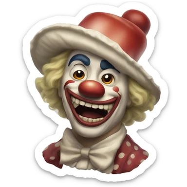 The face of a clown from the movie terrifying with a smile on his face sticker