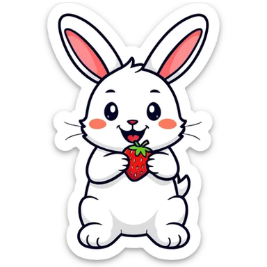 Bunny eating strawberry sticker