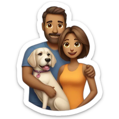 Mom, dad and daughter with dog cone corso  sticker