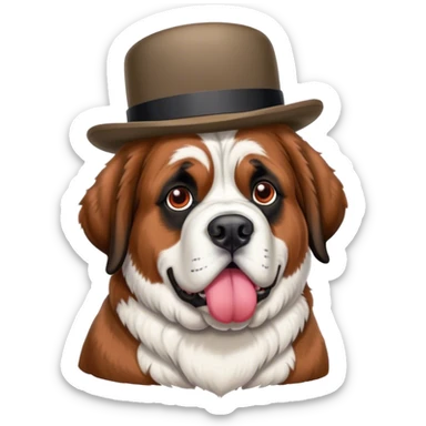 Saint Bernard Dog wearing a derby hat sticker