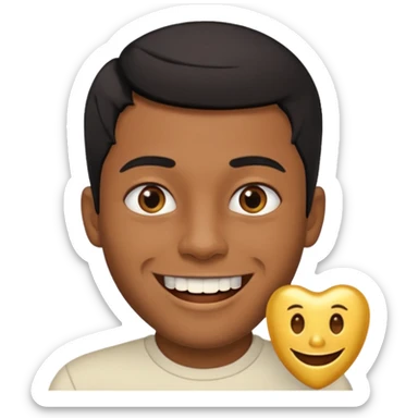 Isso agora faca esse emoji masculino com um cabelo preto baixo e um sorriso com um dente de ouro sticker