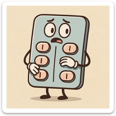 medicine blister pack icon, lineal, flat toon style sticker