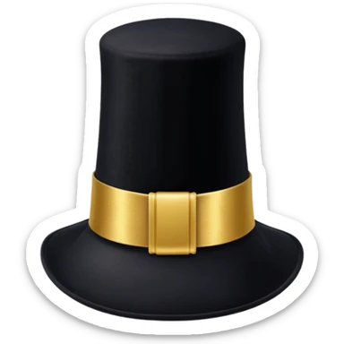 black magic hat with gold ribbon sticker