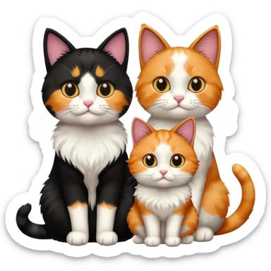 Three cats, one black and two calico sticker
