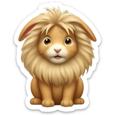 Small tan rabbit with a lions mane sticker