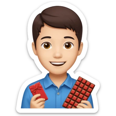 a pretty male bratz asian boy smiling with chocolates sticker
