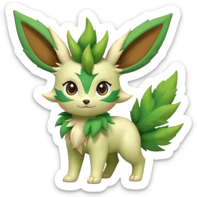 Kawaii cute cool feral Sprigatito-Leafeon-Shaymin-Fakémon-hybrid (full body) sticker