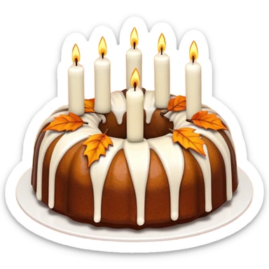 Fall themed Bundt cake with candles  sticker
