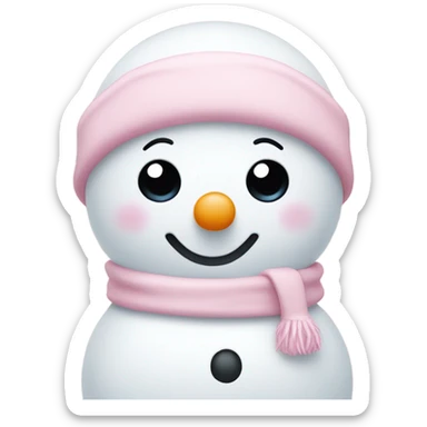 Cute white and light pink snowman sticker