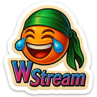 laughing crying 
lol face
Change His durag To Green
Add the words W Stream sticker