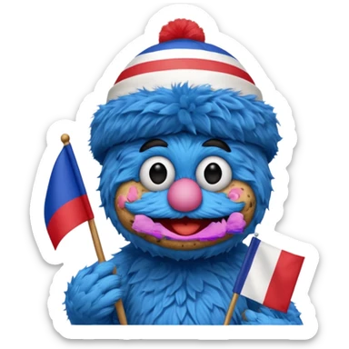 cookie monster with french flag sticker
