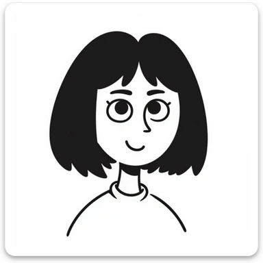 a female with white skin, big eyes, middle-length hair which is right at the shoulder sticker