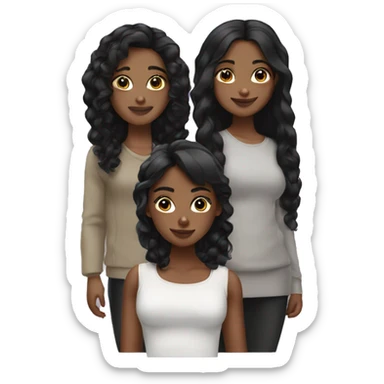 Girls trio with all black hair sticker