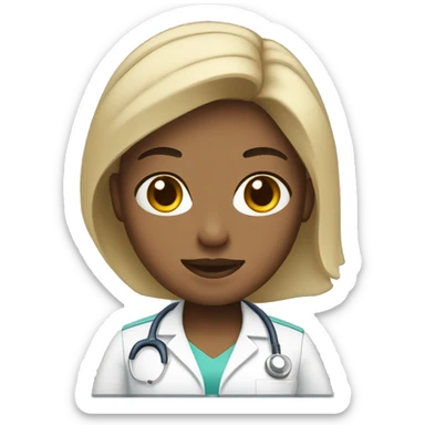 nurse with straight hair light skin sticker