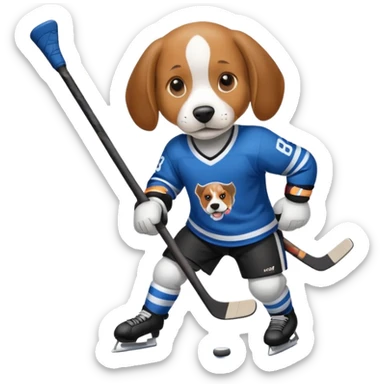 A beagle playing hockey sticker