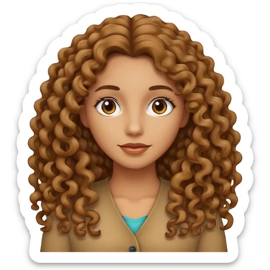 Mujer piel canela y pelo rizado largo , el pelo un poco más oscuro  sticker