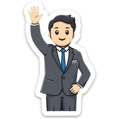 man in a suit raising his hand sticker