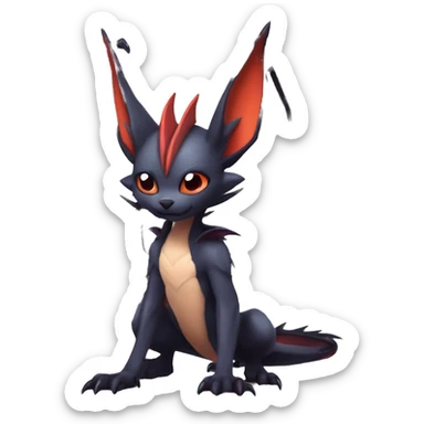  Kawaii Edgy Cool Vampiric Beautiful Noivern-Nargacuga-Litten with big Bat Ears full body sticker