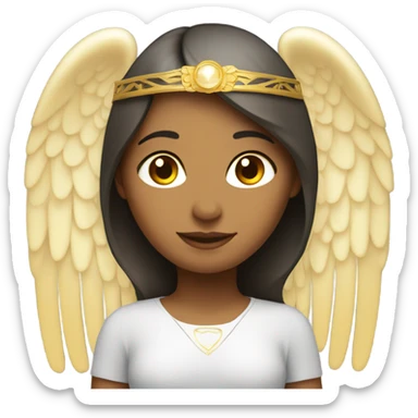 Peruvian female with angel wings, and a halo sticker