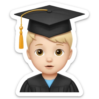 baby wearing a graduation hat sticker