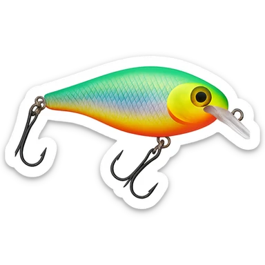 colorful Rapala fishing lure with treble hooks side view sticker