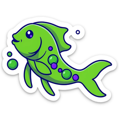 A fish swimming next to green peas sticker