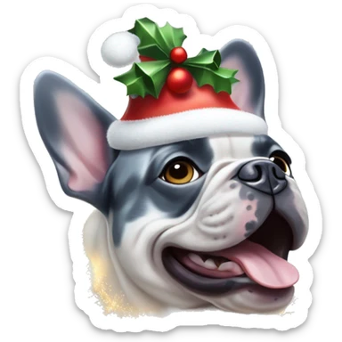 Blue merle french bulldog with Christmas lights sticker