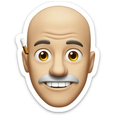 Far bald man smoking and mad sticker
