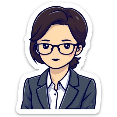 business lady with black rimmed glasses sticker