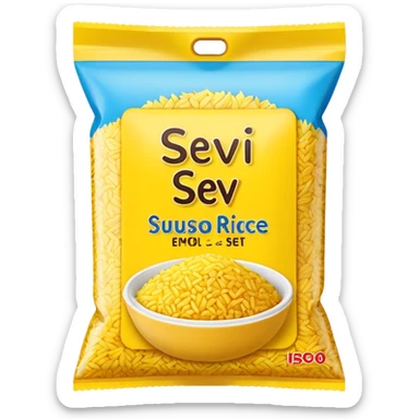 yellow rice in a packet without any face on it with the name on the packet "sev" sticker