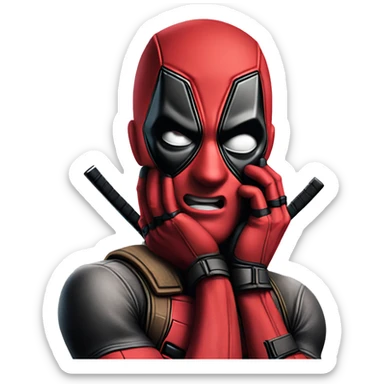 Surprised Deadpool with his hands on his cheeks  sticker