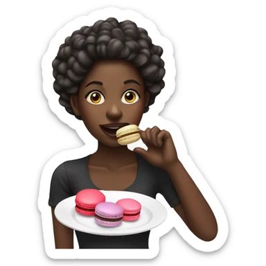black girl eating macaron sticker