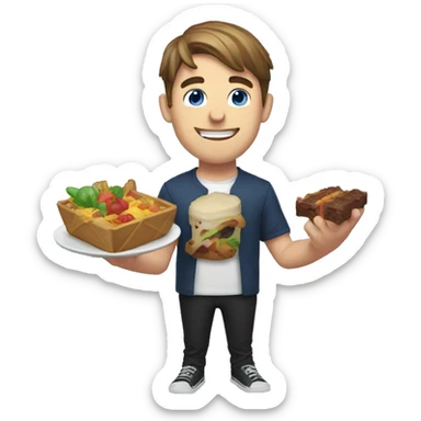 MrBeast holding feastable bar sticker