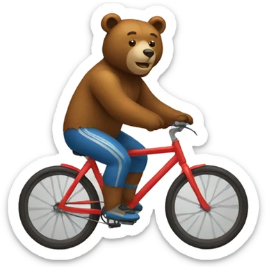 an emoji bear cycling sticker