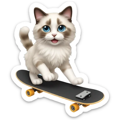 ragdoll cat skateboarding sticker
