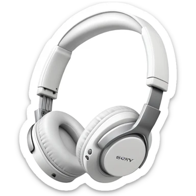 Full-sized white Sony headphones with over-ear cups and Sony logo, professional looking with plush ear cushions sticker