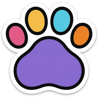 colorful puppy paw print with a border sticker