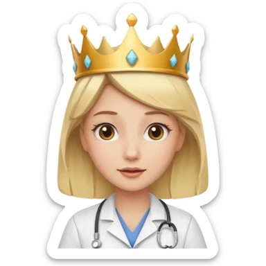 Blonde nurse with a crown on her head and multiple personalities sticker