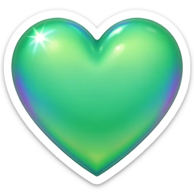 green heart with a holographic effect sticker