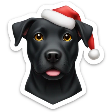 Black lab staffy mix with a Santa hat  sticker