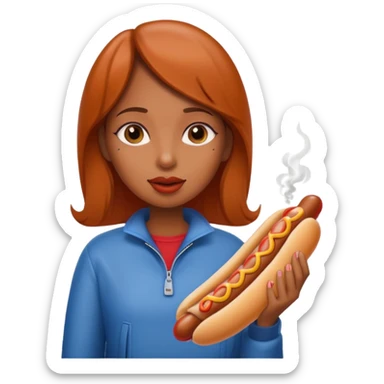 Brown girl smoking a hotdog   sticker