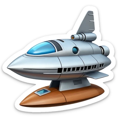 50s Photographic Painted Flying Starship spacecraft bird’s house wooden  sticker