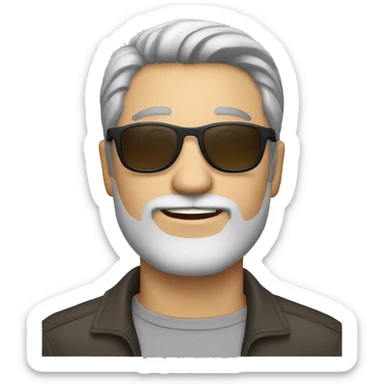 Man with short dark brown hair and gray beard wearing sunglasses sticker