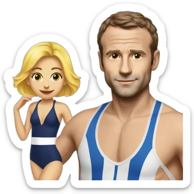 macron en maillot de bain sticker