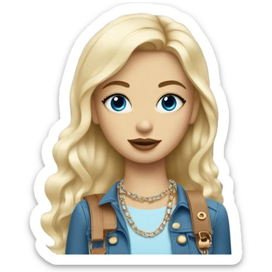 Blonde blue eyes Girl with Birkin bag and Chanel necklace sticker