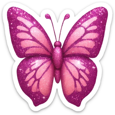 Glitter butterfly pink sticker
